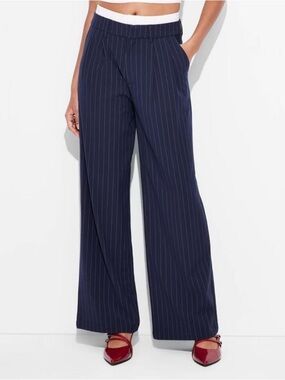 Wild Fable Navy Pinstripe Wide-Leg Pants
